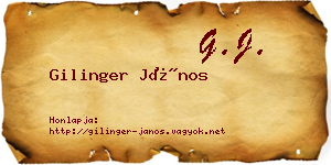 Gilinger János névjegykártya